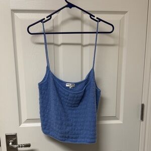 Elegant Blue Knit cashmere Camisole with blue beading. Soft and classy.